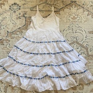 NWT Sundress white with blue tassels